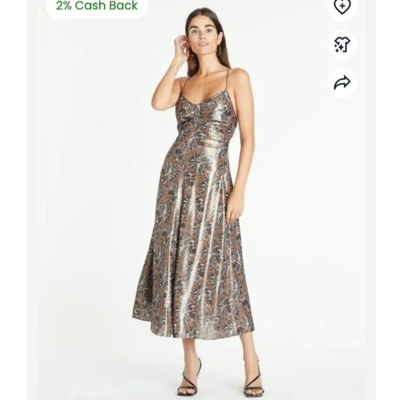 Tanya Taylor Meredith Metallic Silk Blend Maxi Dress, sz 14 - Picture 2 of 16